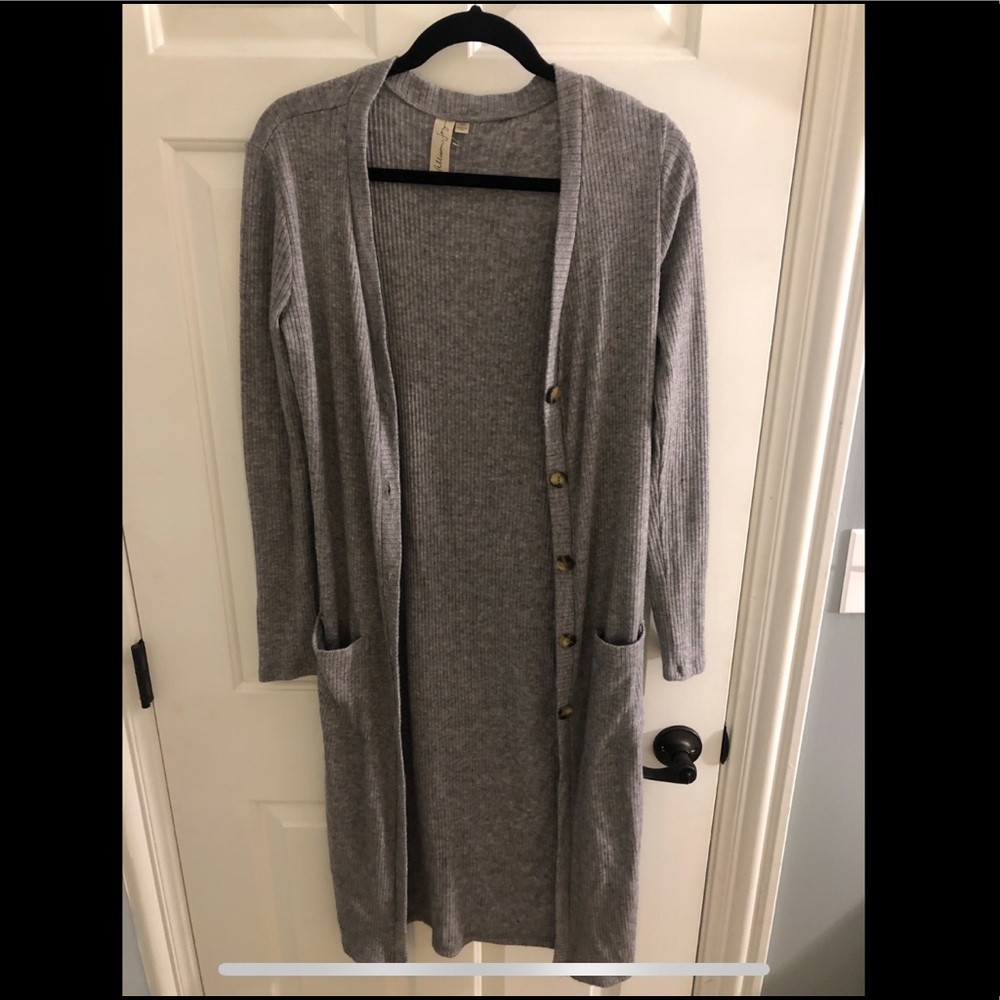 Allison Joy Grey Button Down Duster